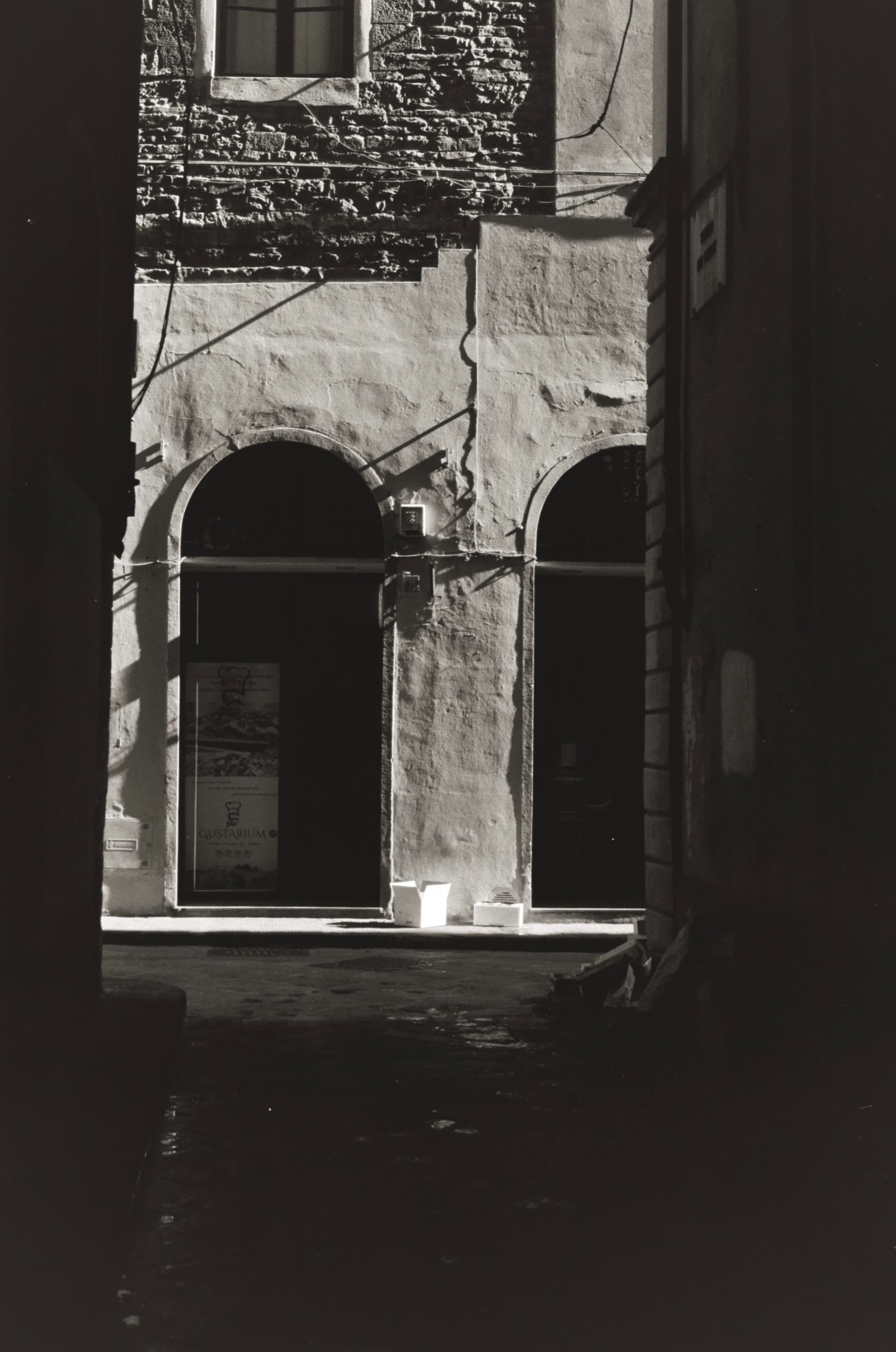 Boxes catching light, 35 mm