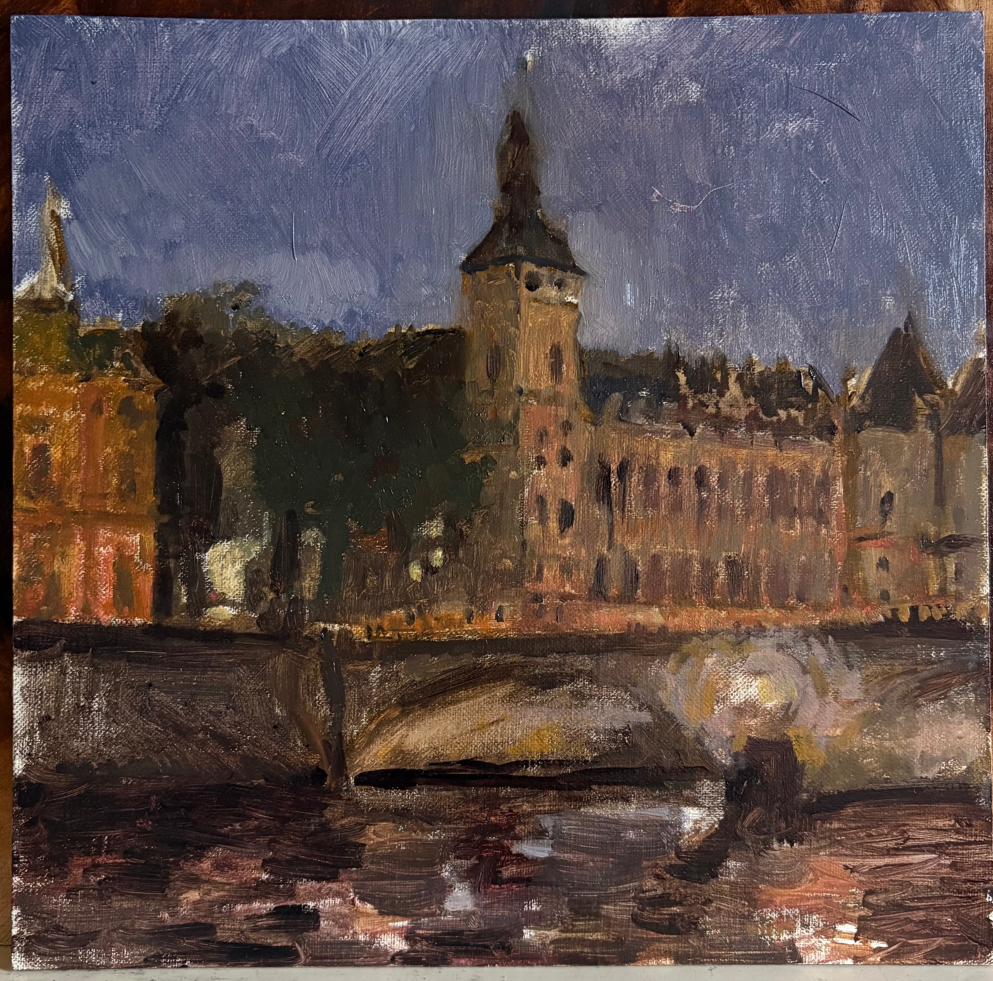 Parisian Nocturne, Oil on linen panel