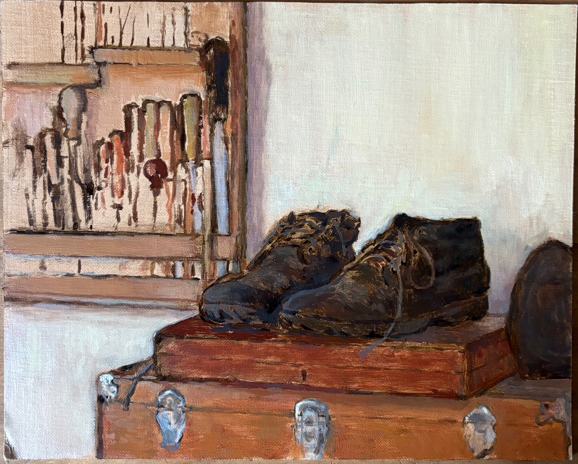 Old boots, Oil on linen panel -25 x 20cm