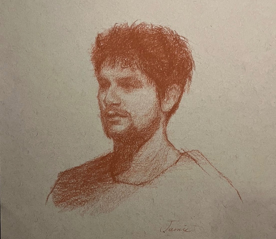 Portrait sketch III, Conte on paper